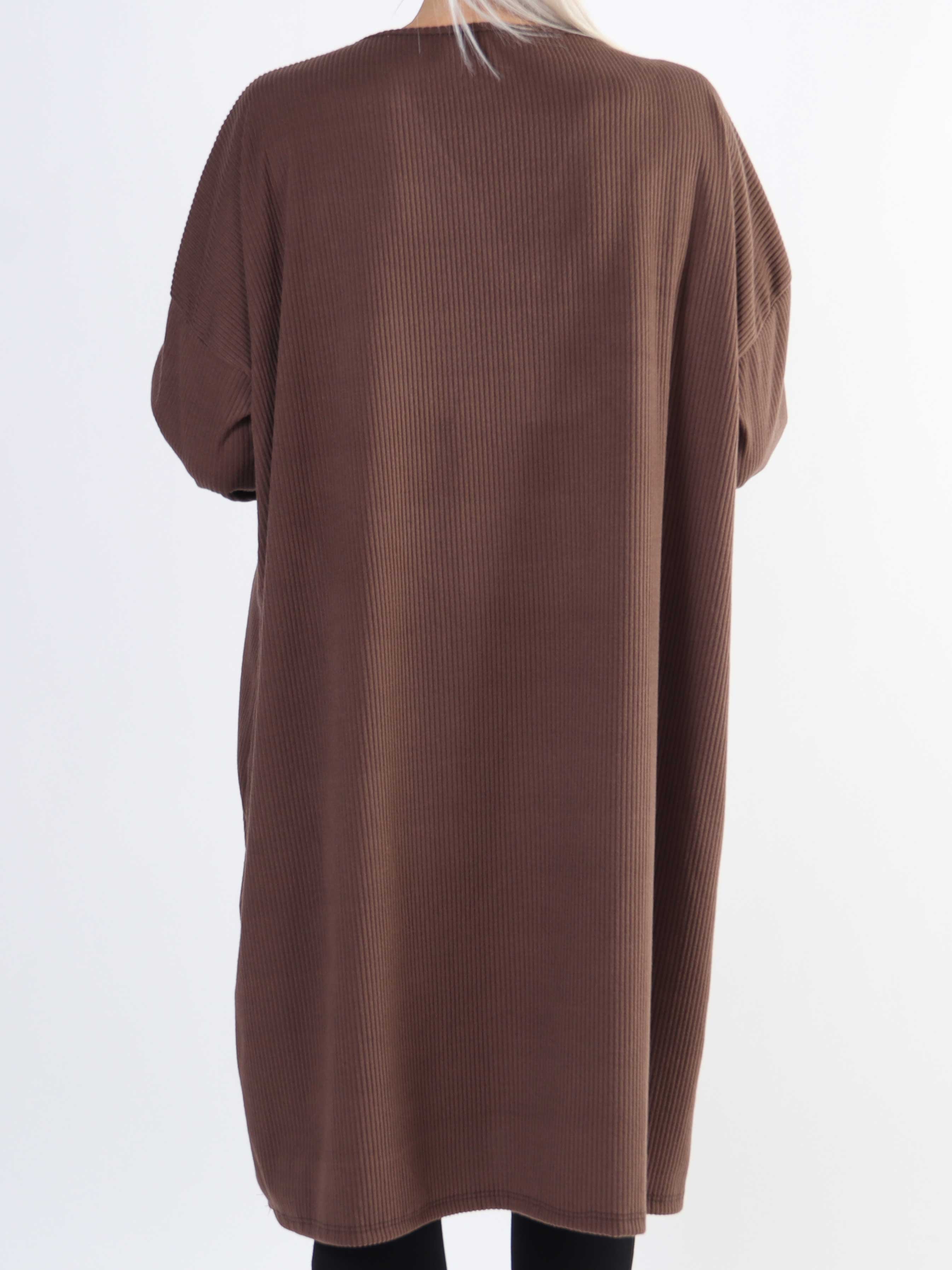 Liana - Blød plus size kjole i rib med lynlås